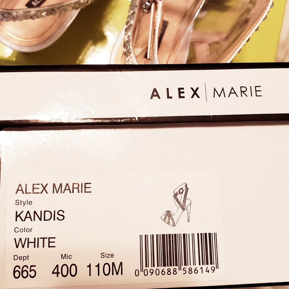 NEW Alex Marie Heels, White, Rhinestones, Size 11 - Picture 14 of 15